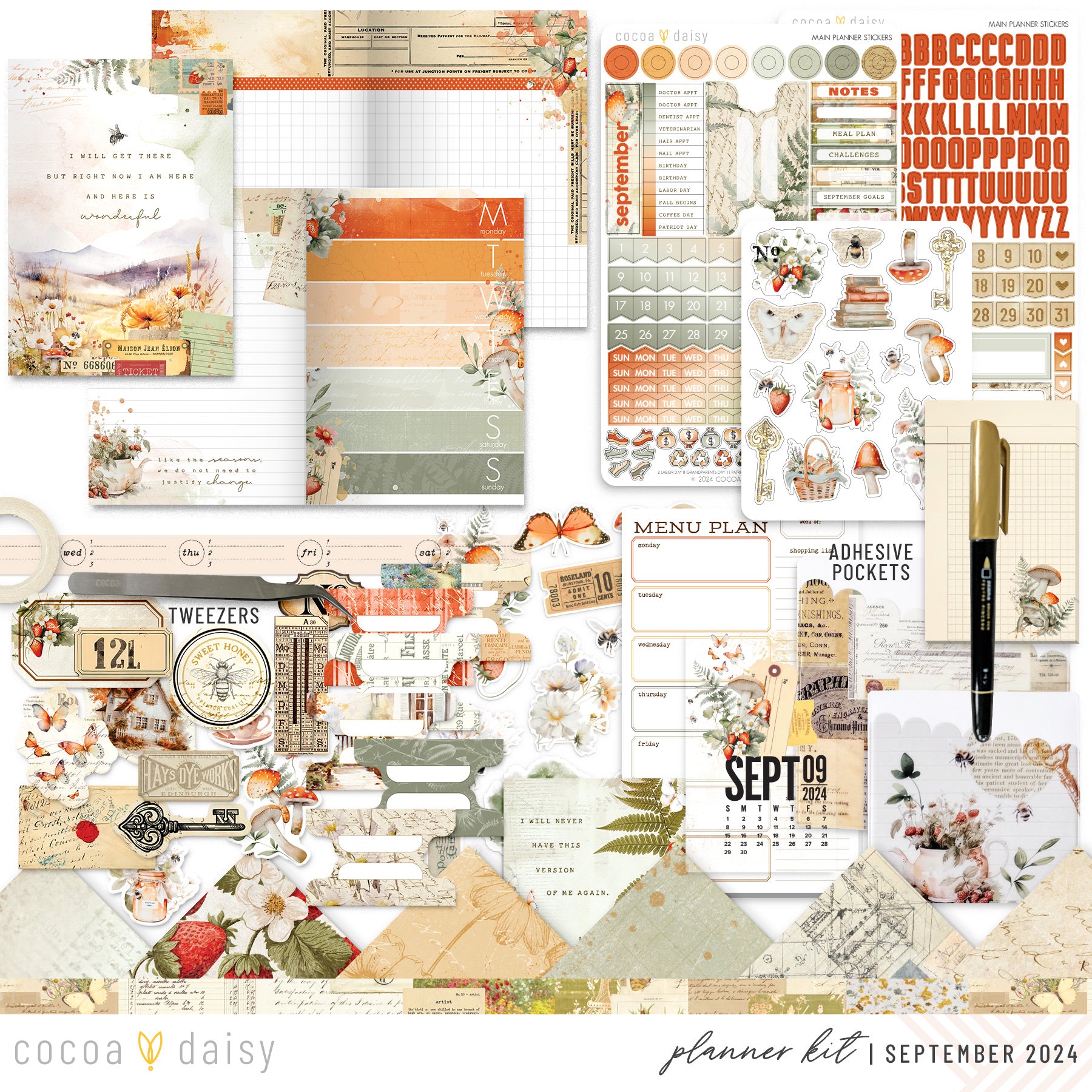 Little Bee Cottage Planner Kit - Choose your insert or notebook September 2024