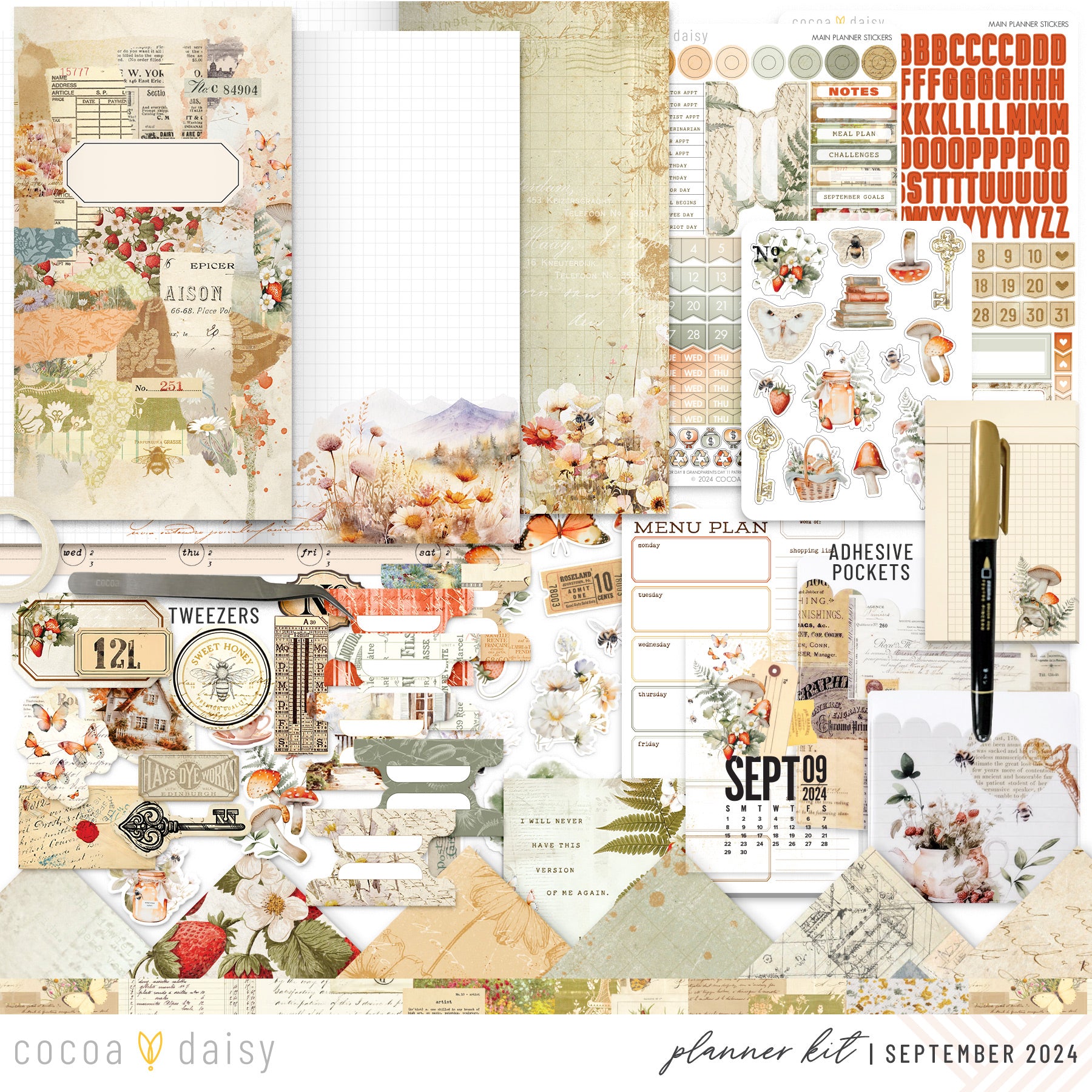 Little Bee Cottage Planner Kit - Choose your insert or notebook September 2024