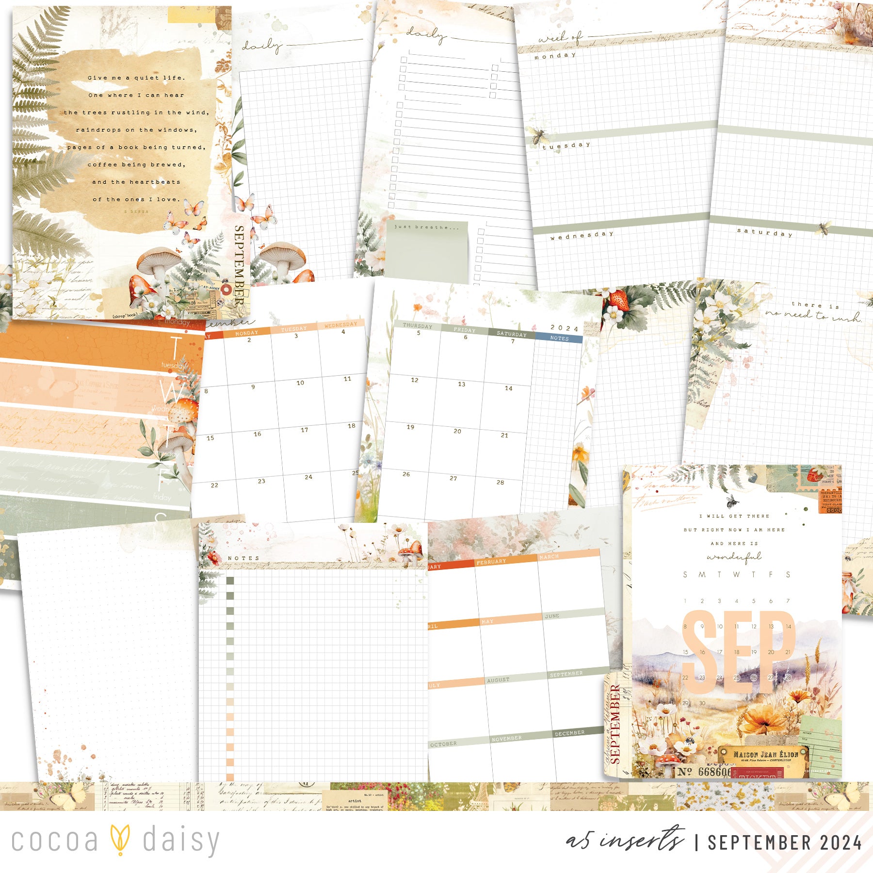 Little Bee Cottage Inserts or notebook Only - Choose your size September 2024