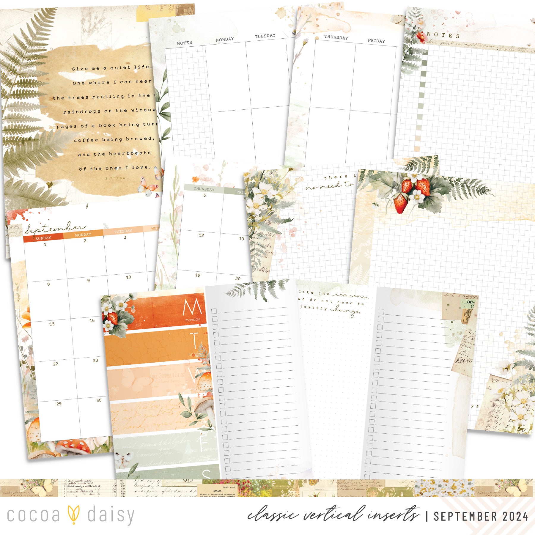 Little Bee Cottage Inserts or notebook Only - Choose your size September 2024