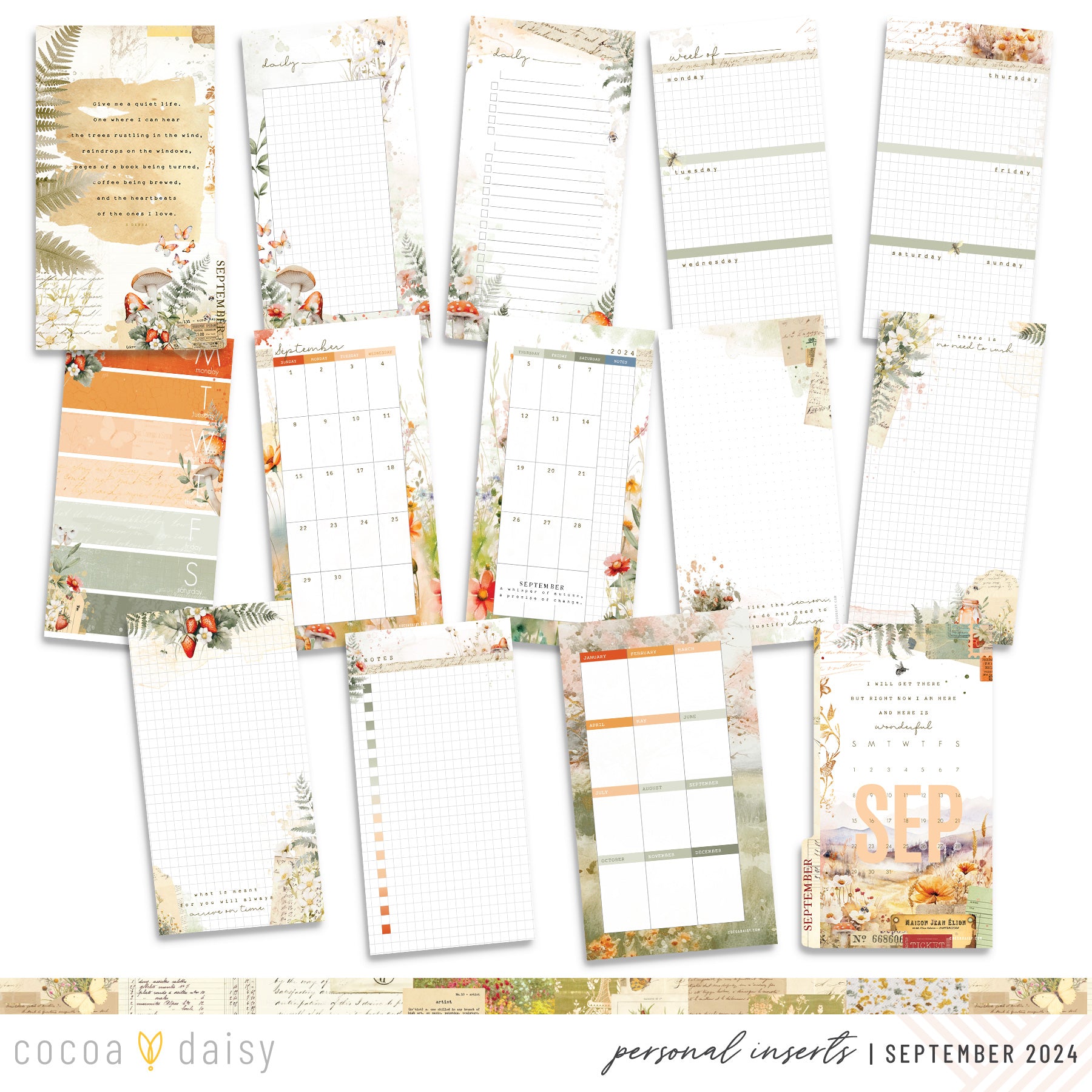 Little Bee Cottage Inserts or notebook Only - Choose your size September 2024