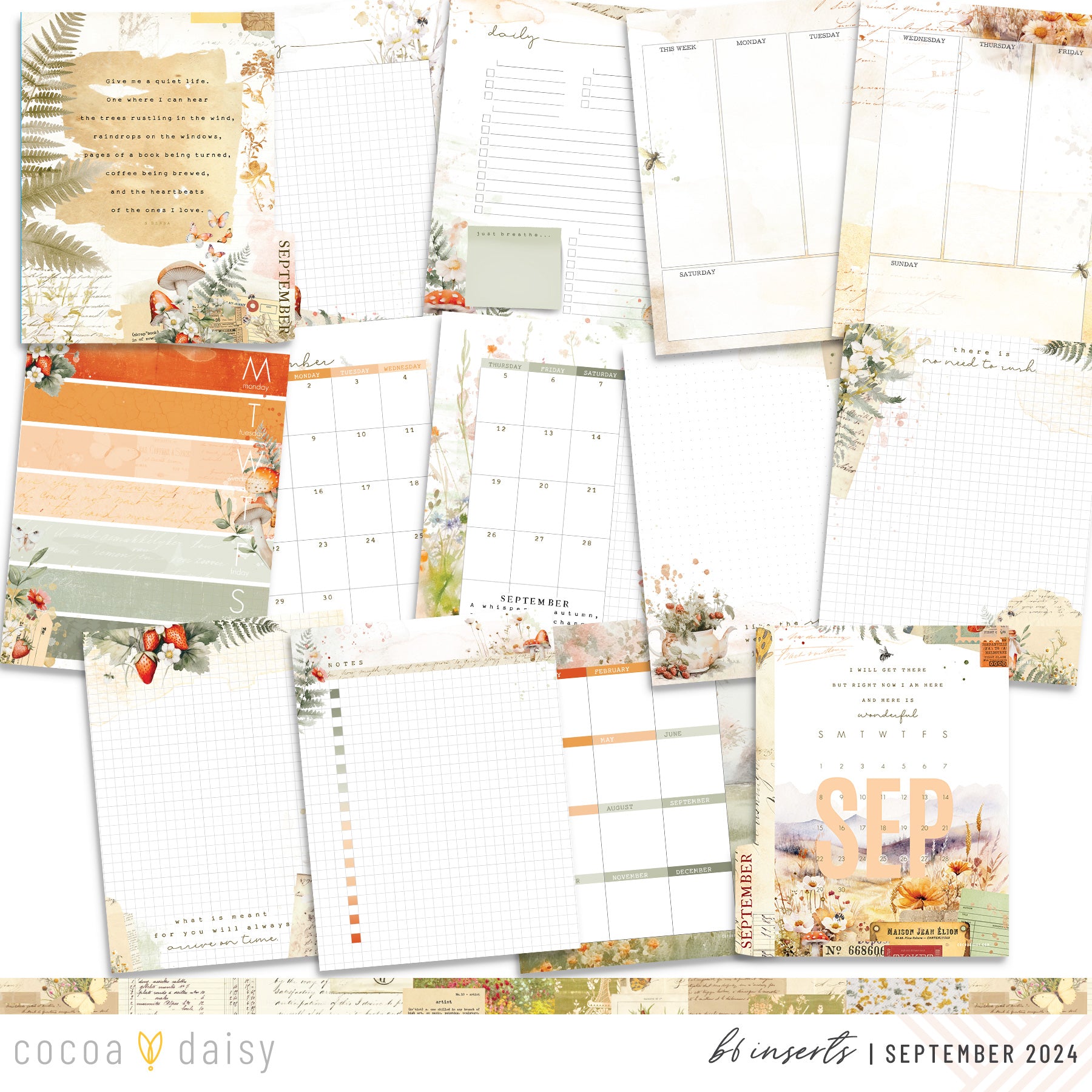 Little Bee Cottage Inserts or notebook Only - Choose your size September 2024