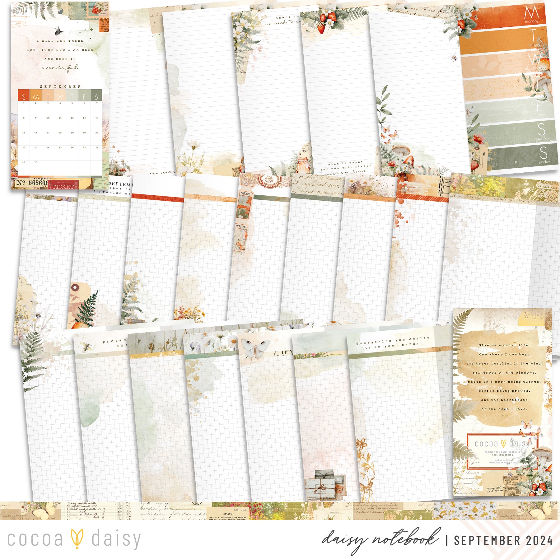 Little Bee Cottage Inserts or notebook Only - Choose your size September 2024