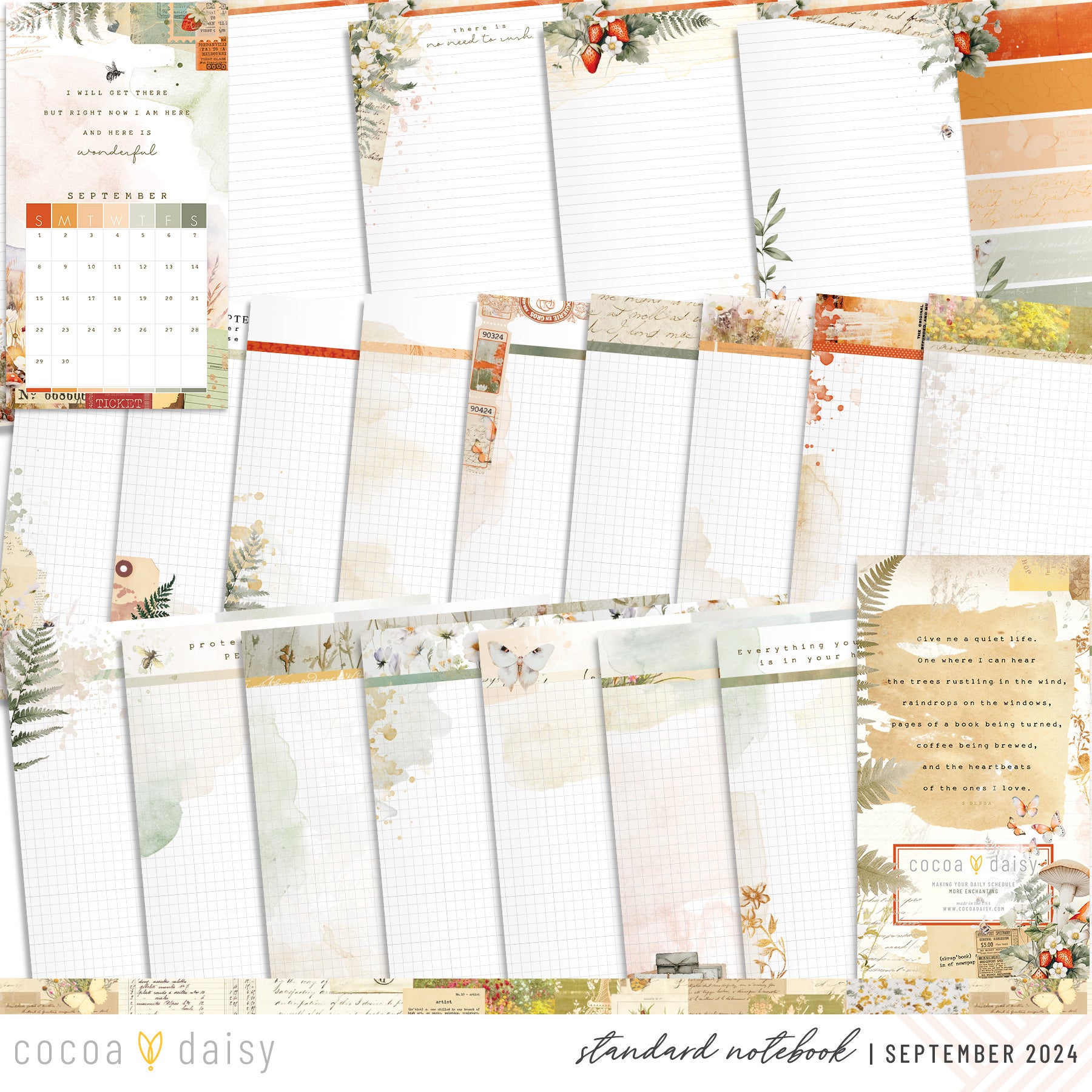 Little Bee Cottage Inserts or notebook Only - Choose your size September 2024