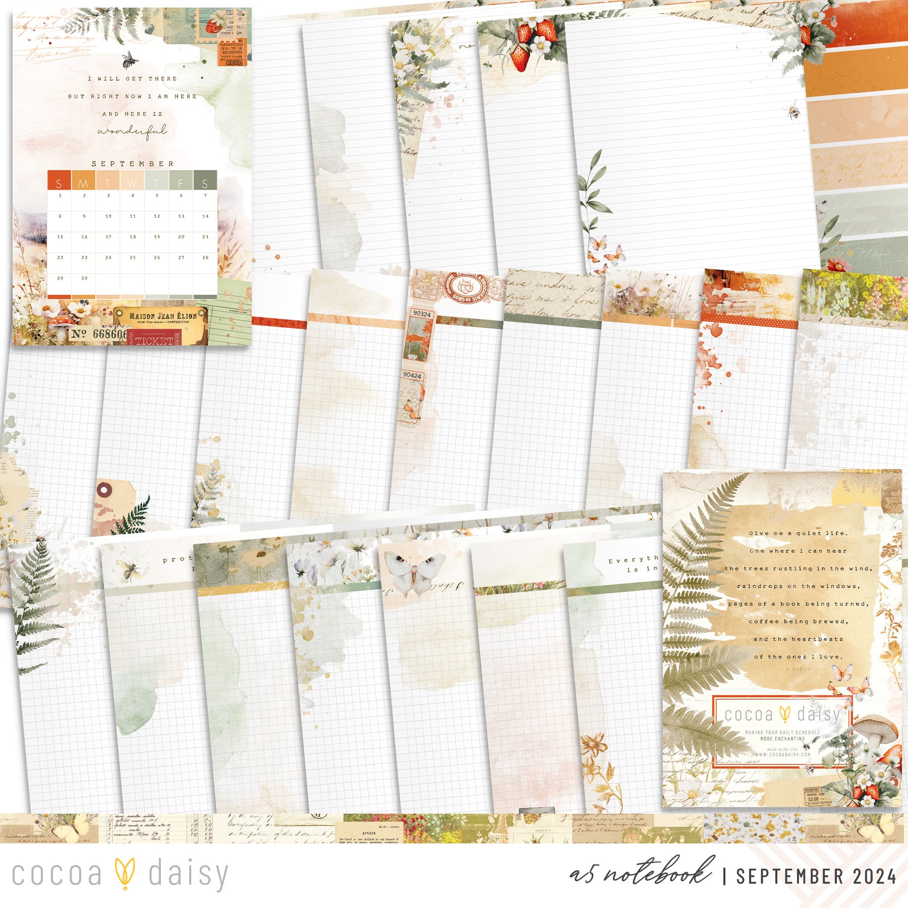 Little Bee Cottage Inserts or notebook Only - Choose your size September 2024