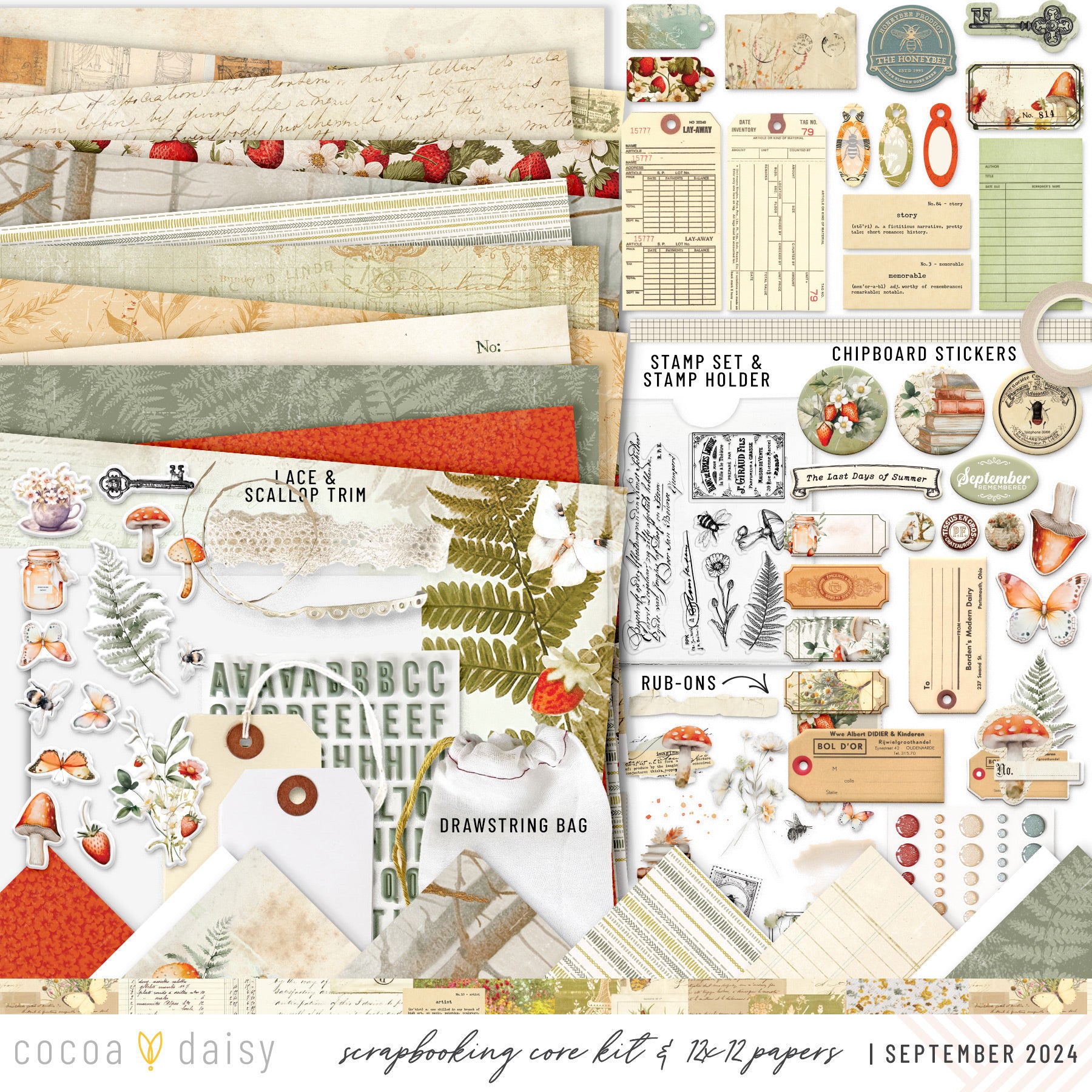 Little Bee Cottage Scrapbooking Kit - Choose Your Add On - September 2024