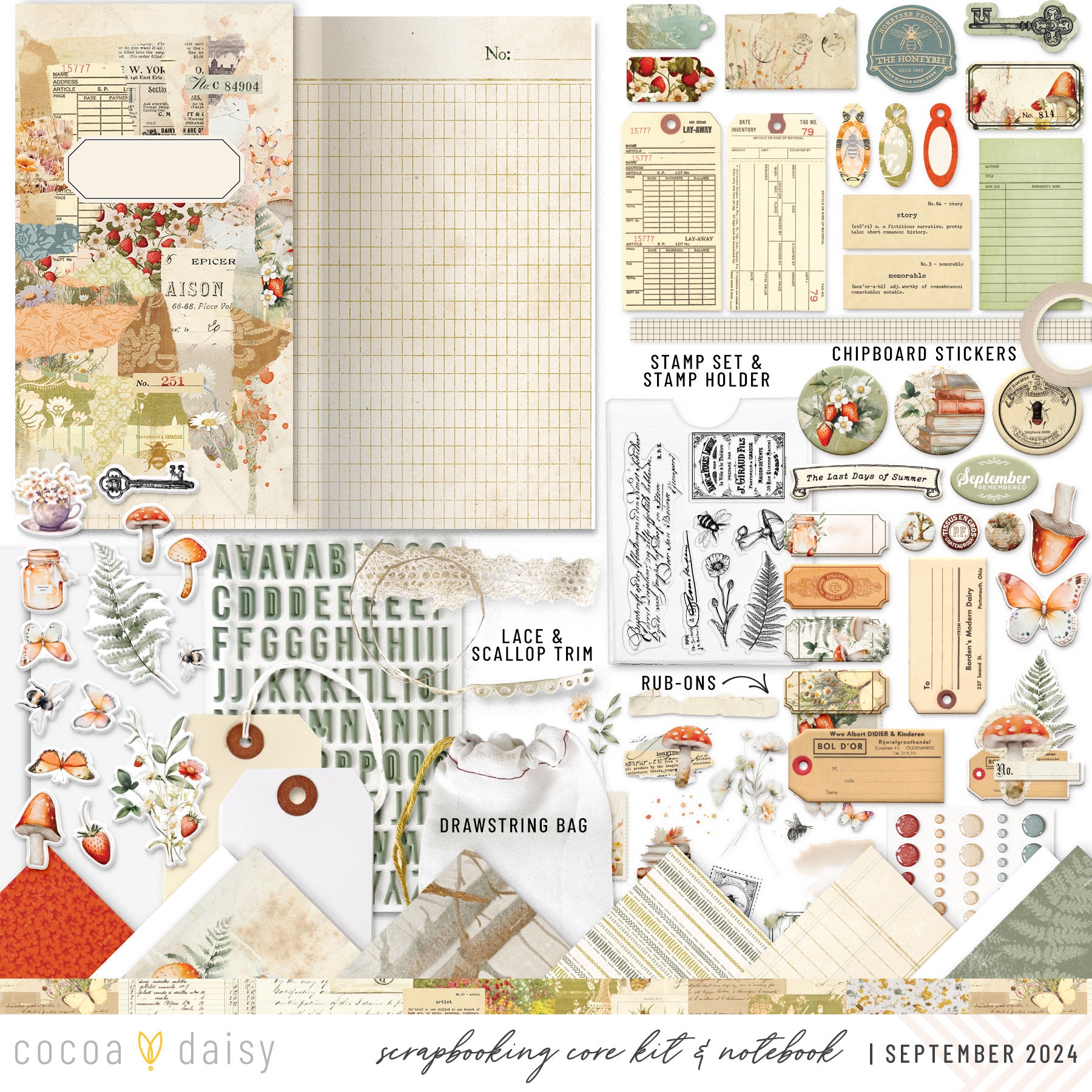 Little Bee Cottage Scrapbooking Kit - Choose Your Add On - September 2024