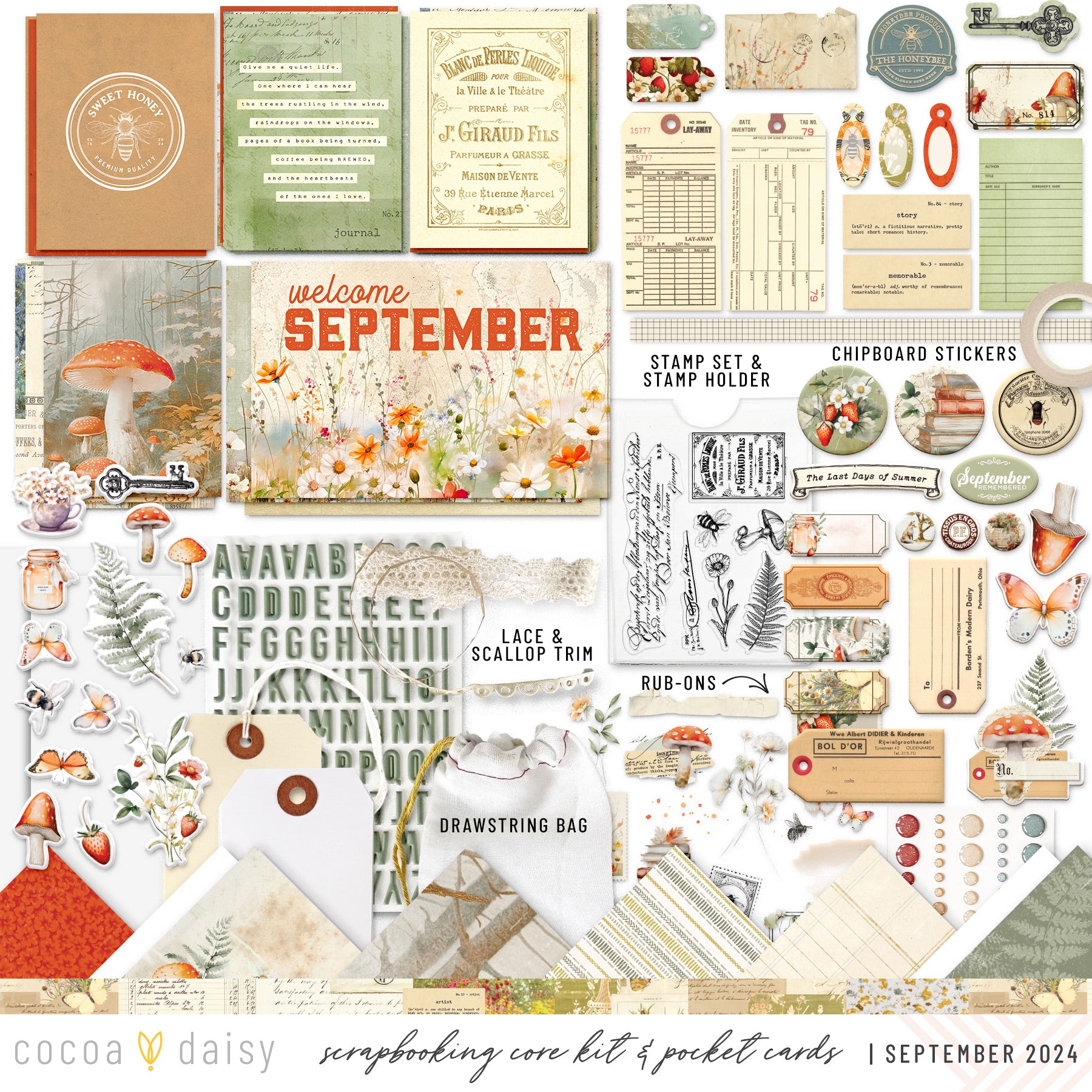 Little Bee Cottage Scrapbooking Kit - Choose Your Add On - September 2024