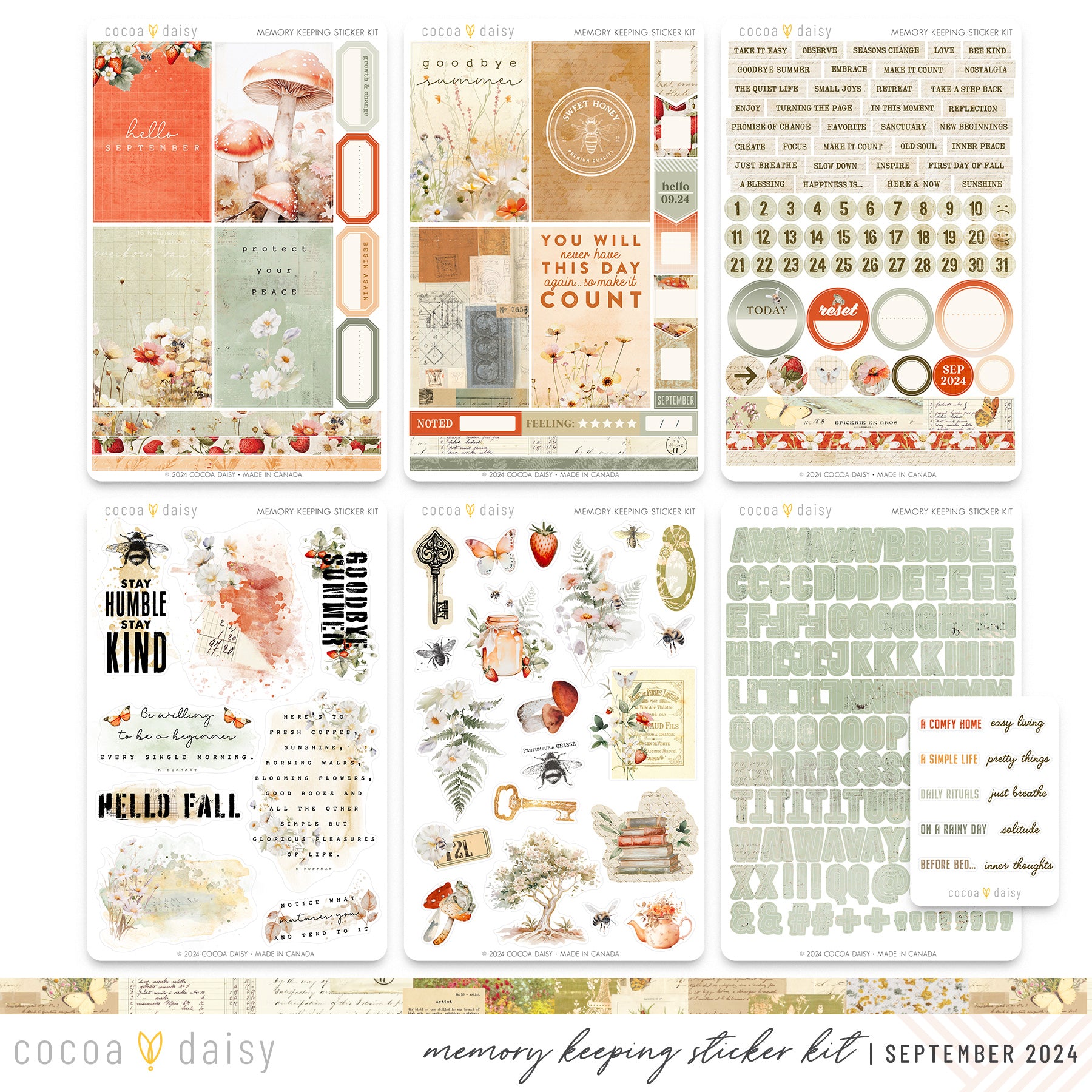 Little Bee Cottage Memory Keeping Sticker Kit September 2024