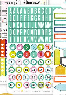Daily Journal "Alpha & Number" Sticker Sheet from the Planner Add On