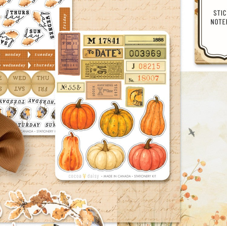 October Glow "Tickets & Pumpkins" Stationery Kit Sticker Sheet - October 2025