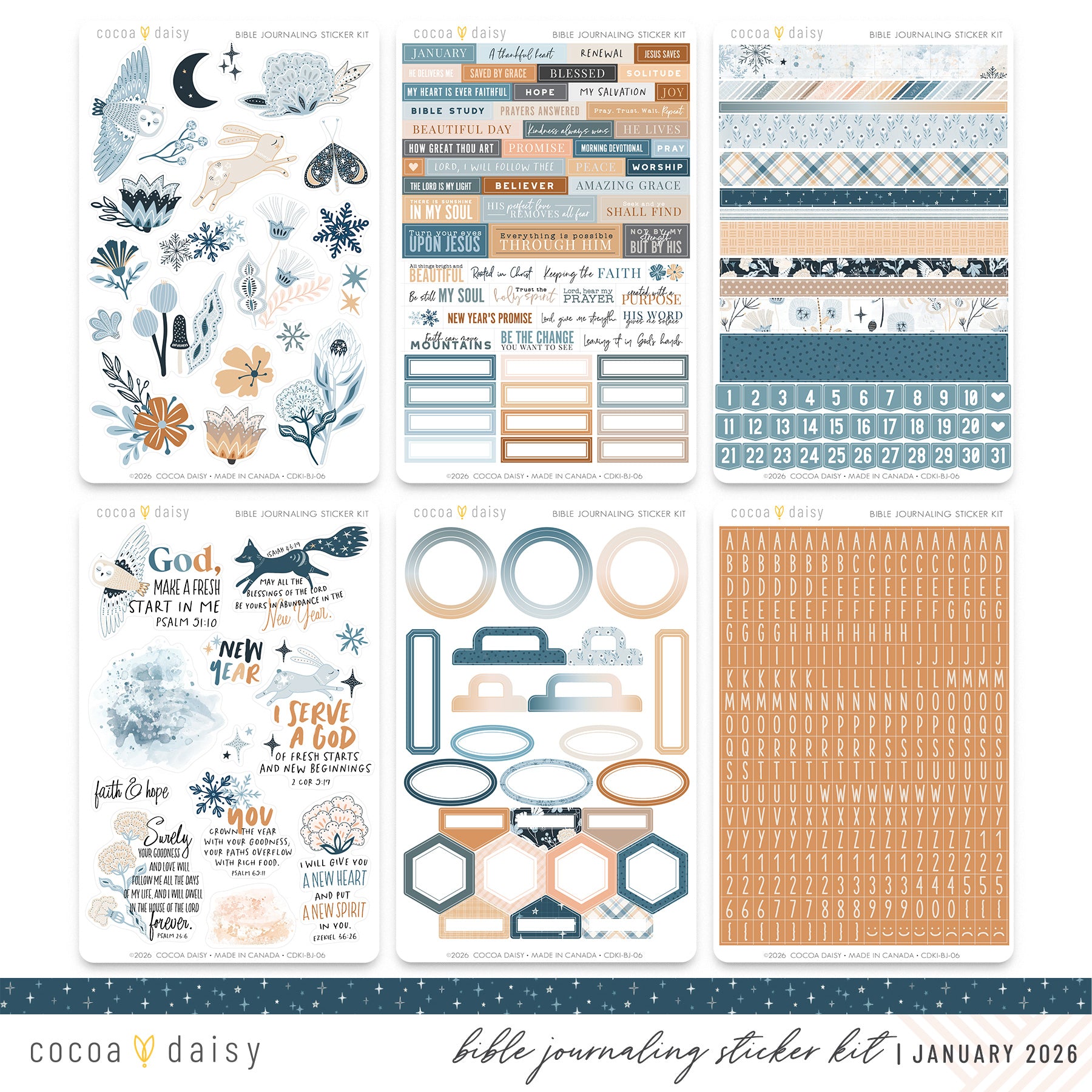 Wisdom Sticker Wisdom And Wonder Bible Journaling Sticker Kit - January 2026 – Cocoa Daisy
