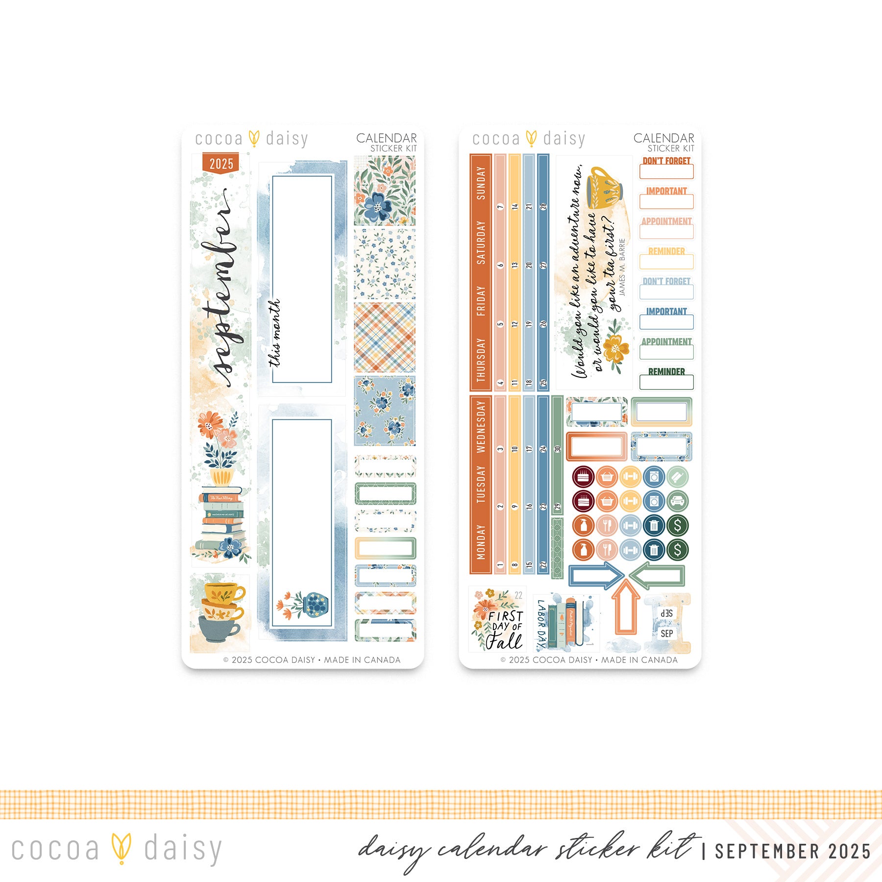 Chapters of September Calendar Stickers for Daisy Weeks - September 2025