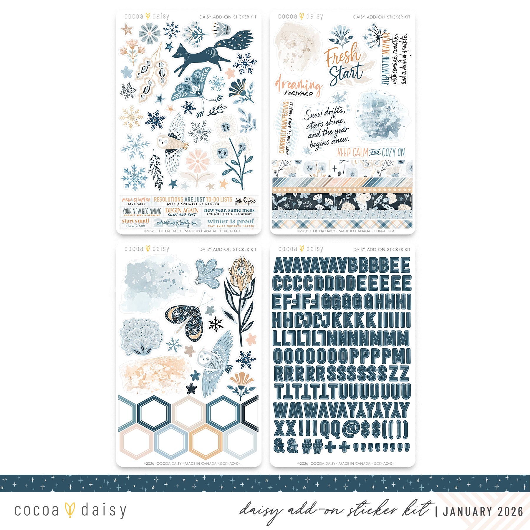 Wisdom And Wonder Daisy Add On Sticker Kit - January 2026 – Cocoa Daisy