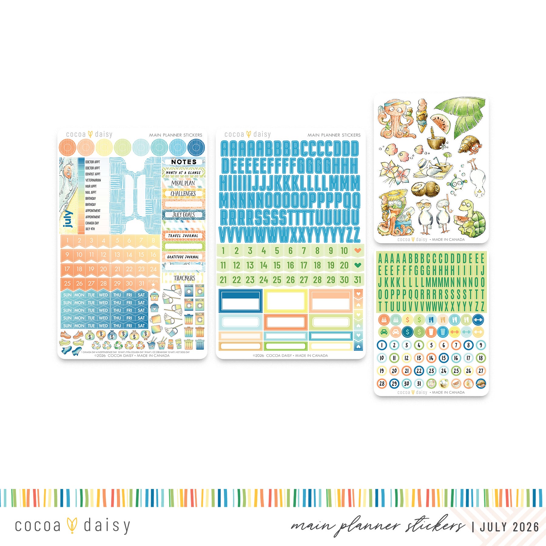 Coconut Cove Stickers From The Main Planner Kit - July 2026