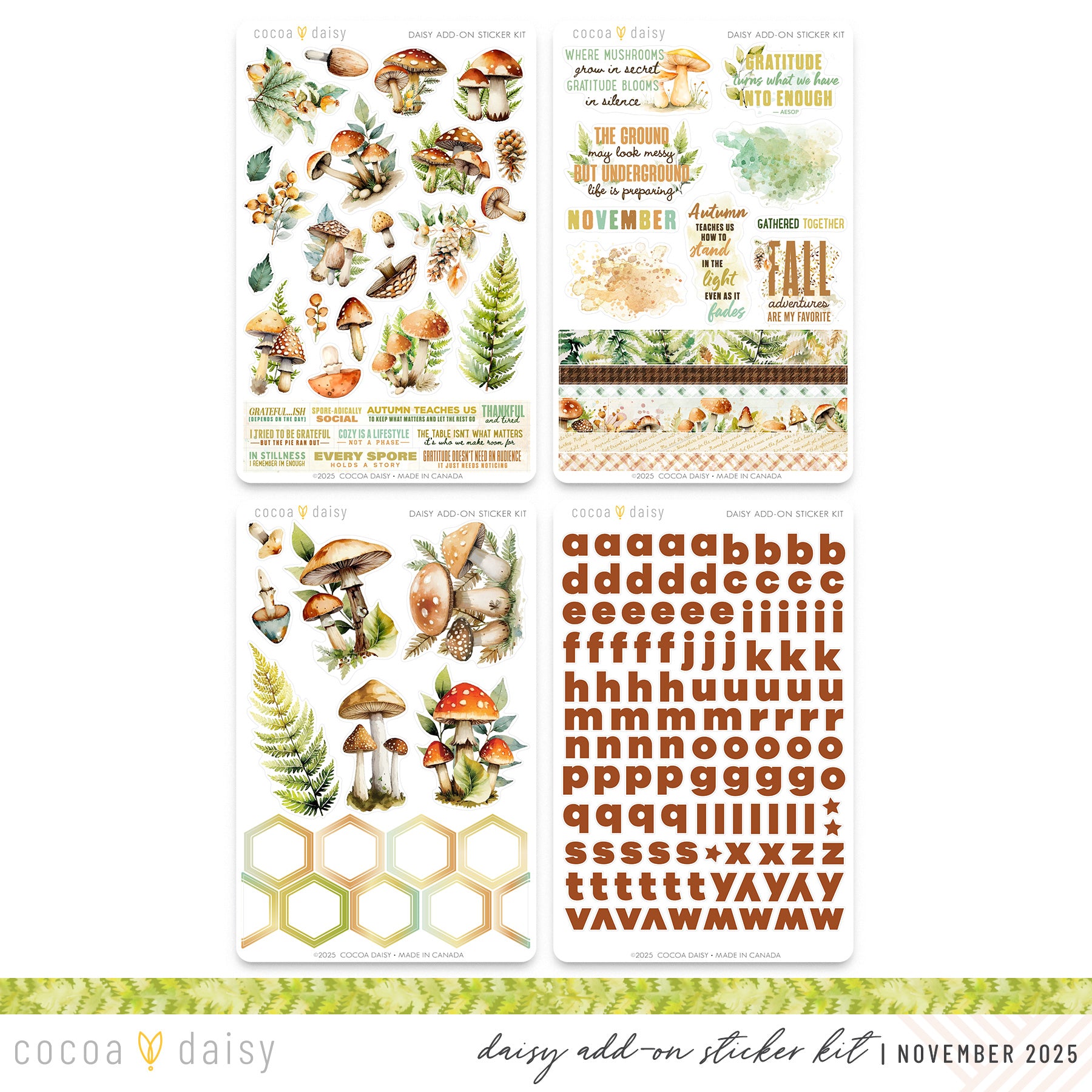 Moss & Mirth Daisy Add On Sticker Kit - November 2025 – Cocoa Daisy