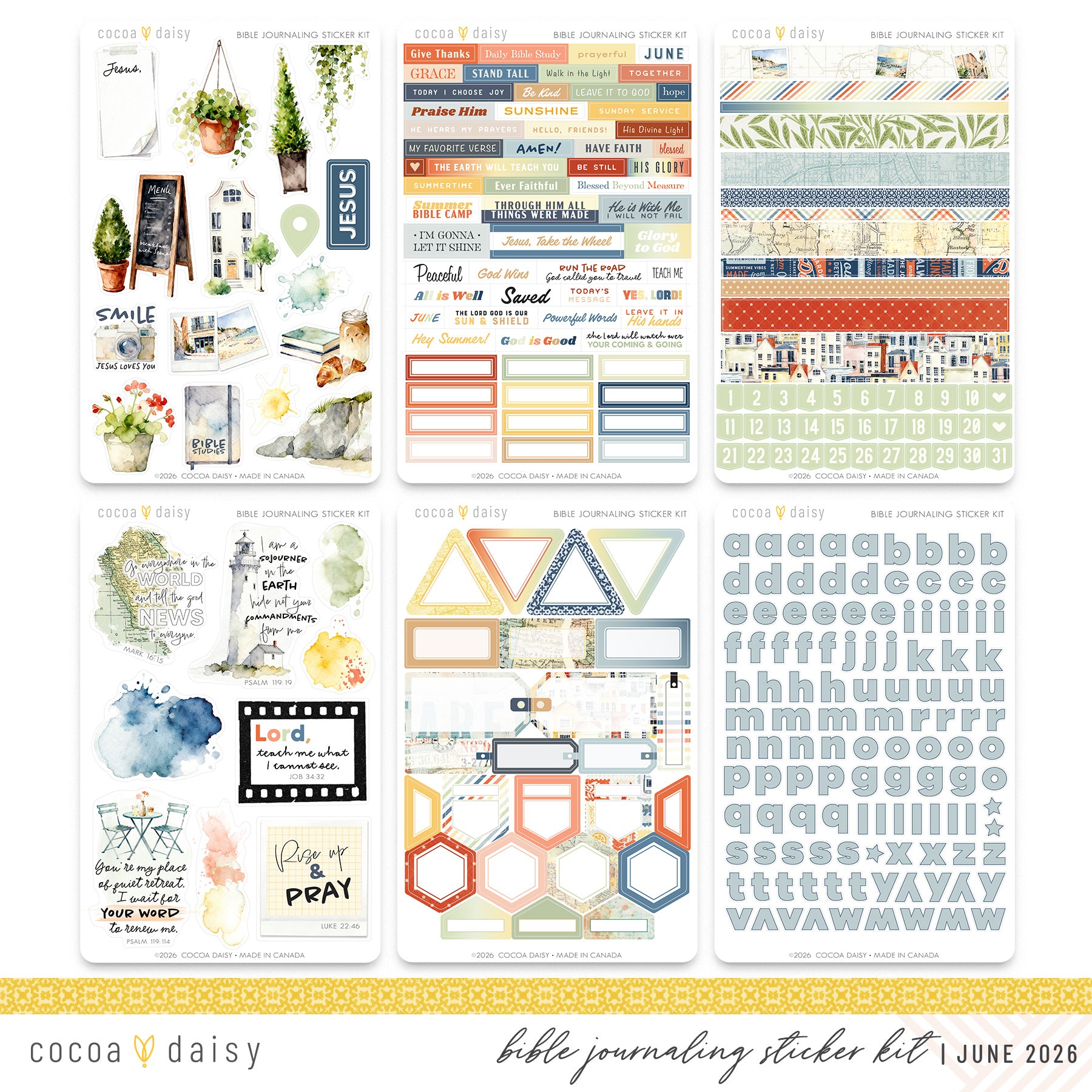 Summer Avenue Bible Journaling Sticker Kit - June 2026