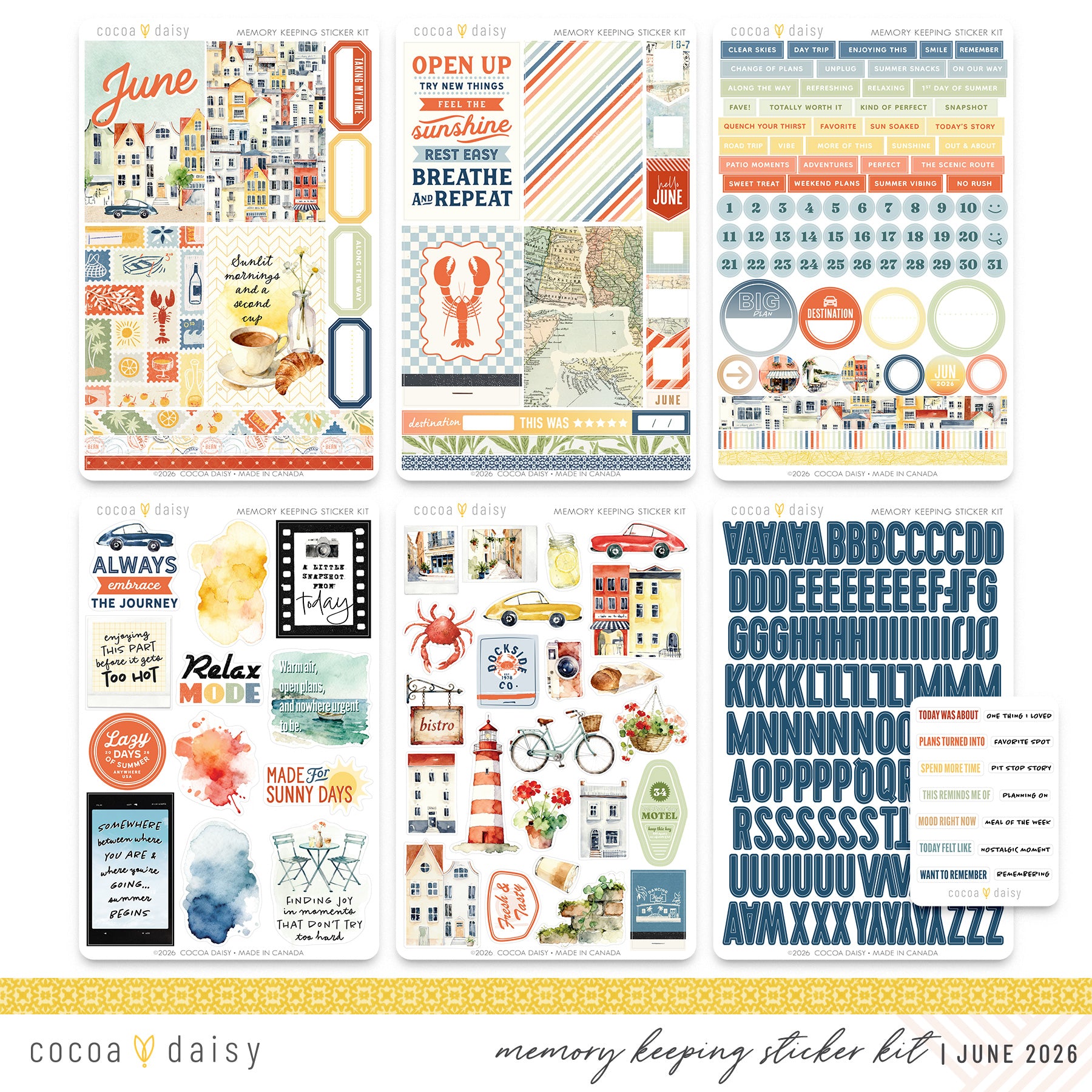Summer Avenue Memory Keeping Sticker Kit - June 2026