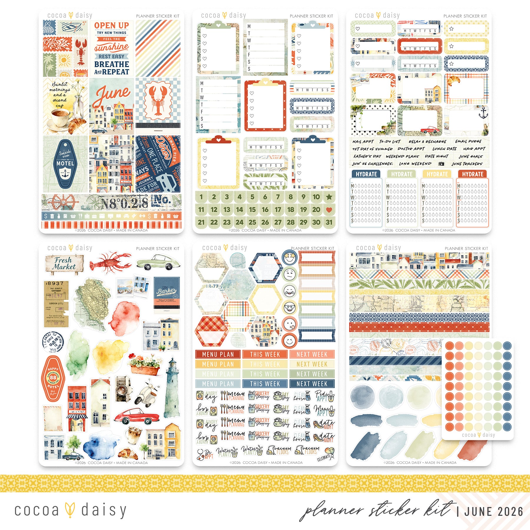 Summer Avenue Planner Stickers - June 2026