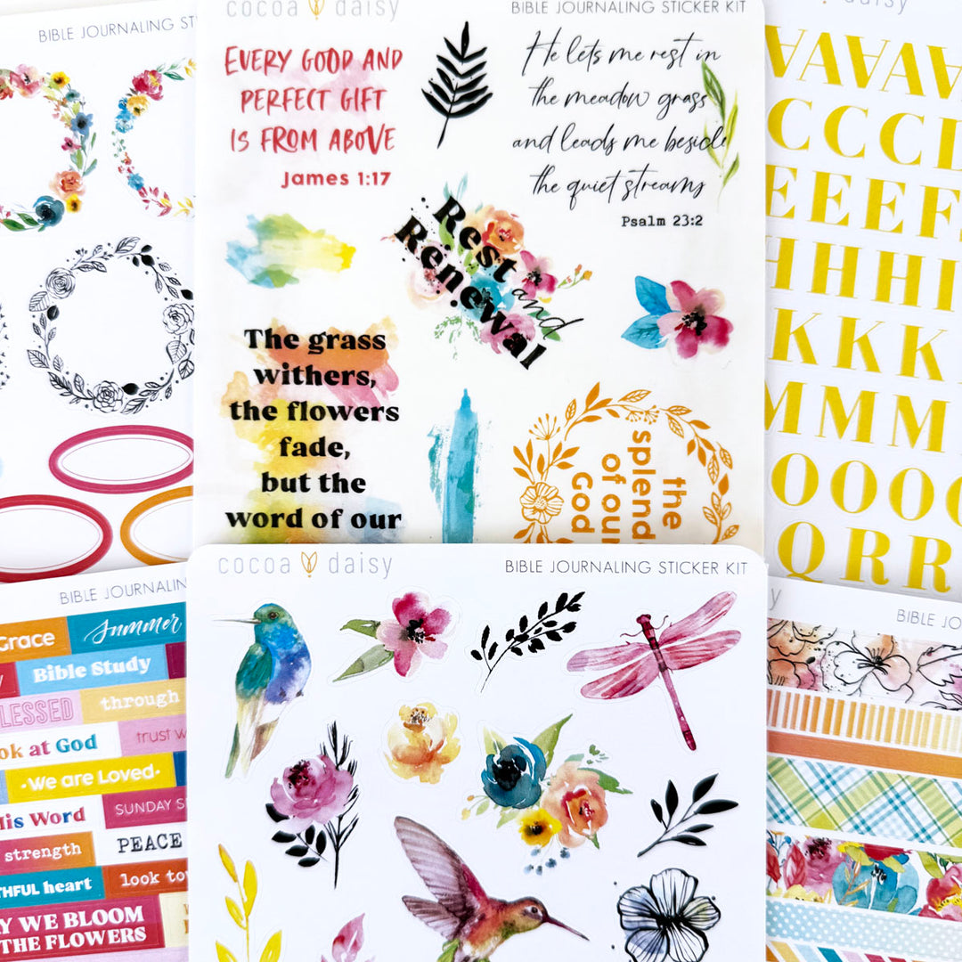 Sun-drenched Bible Journaling Sticker Kit August 2024 – Cocoa Daisy