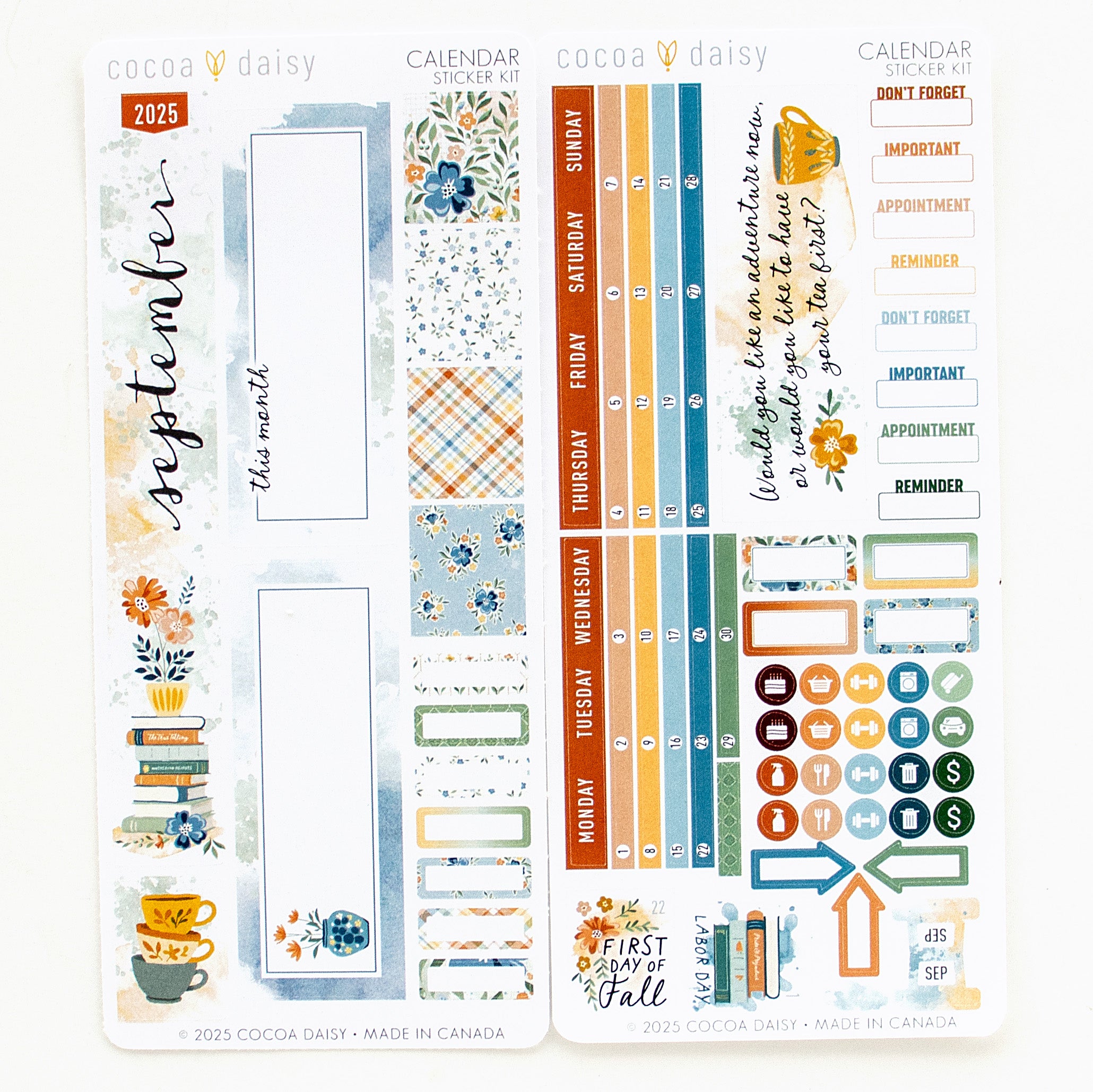 Chapters of September Calendar Stickers for Daisy Weeks - September 2025
