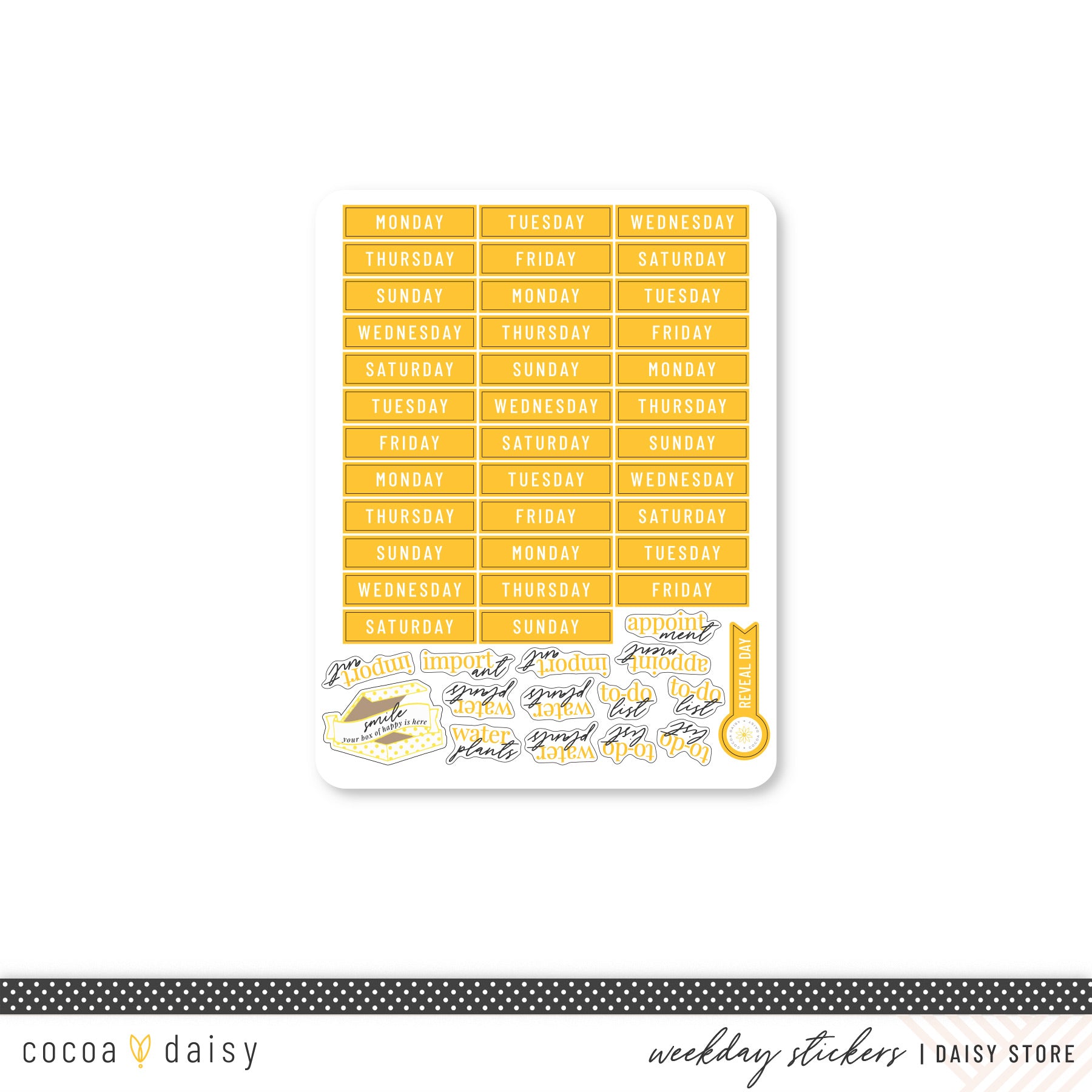 Cocoa Daisy "Weekday/Routine"  Evergreen Sticker Sheet - Orange