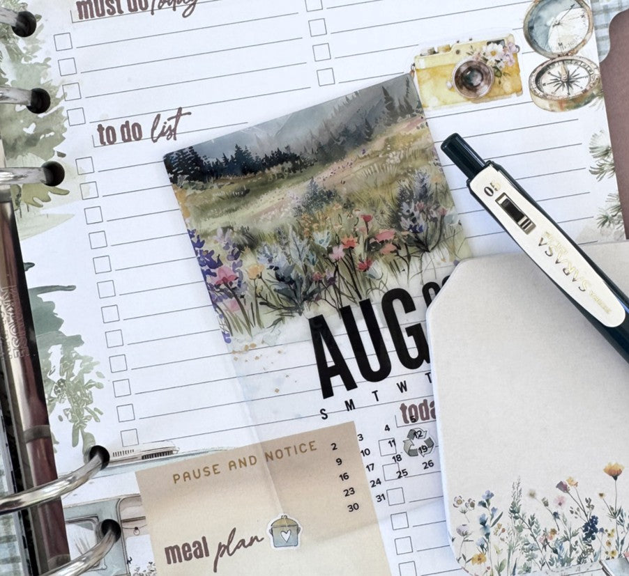 Along The Path Clear Calendar Card - August 2026