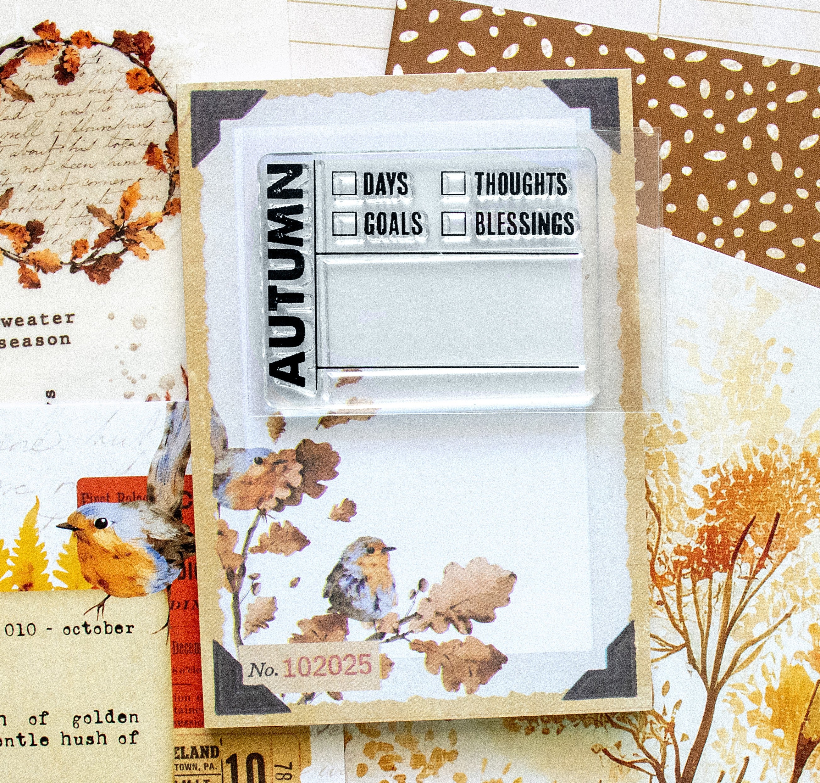 October Glow "Autumn List" Stamp From The Deluxe Journaling Kit - October 2025