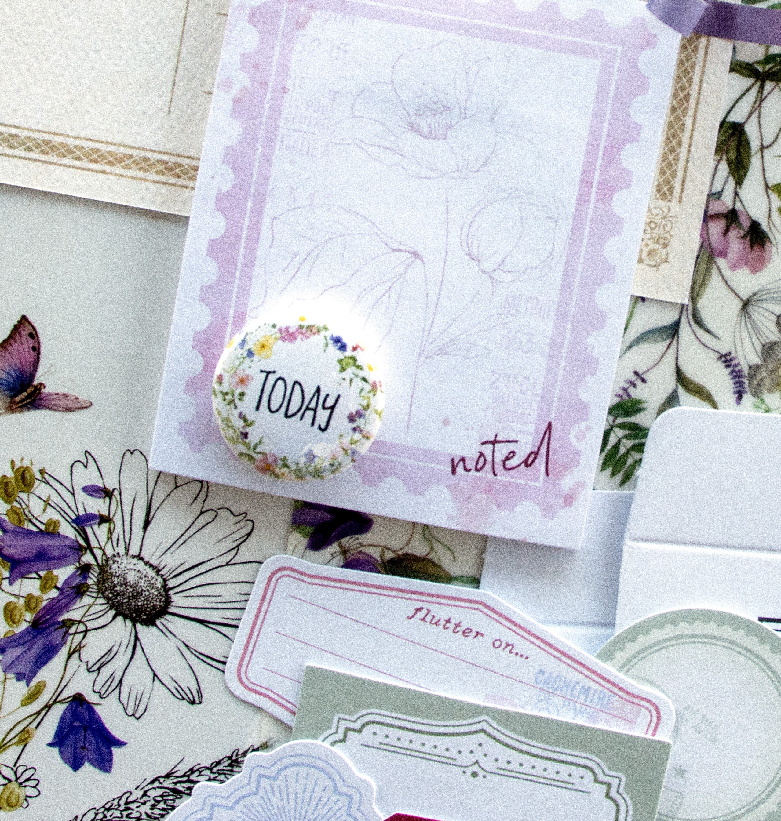 Flutterby "Today" Magnetic Button Pin from the Stationery Kit - August 2025