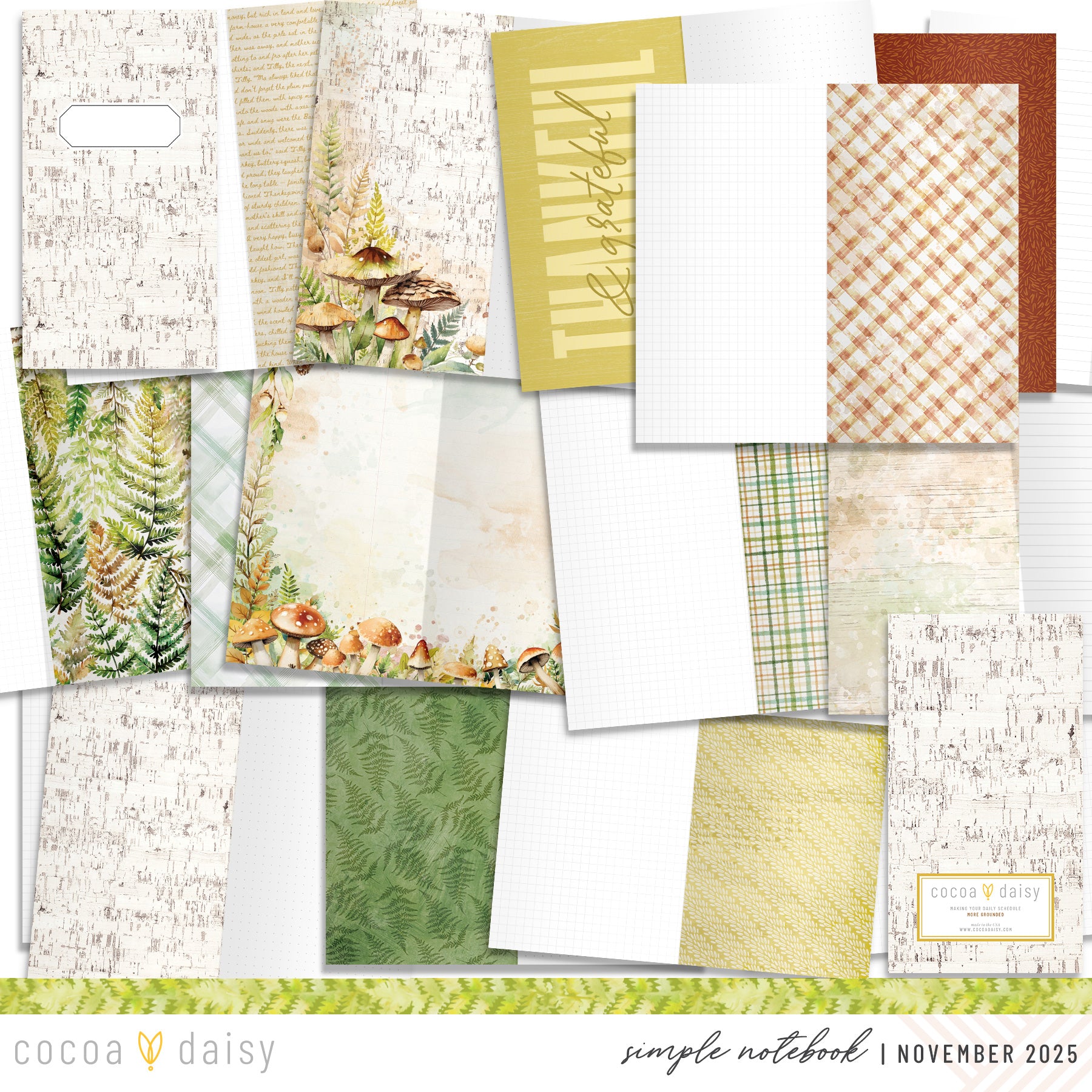 Moss & Mirth SimpleDaisy Notebook - November 2025 – Cocoa Daisy