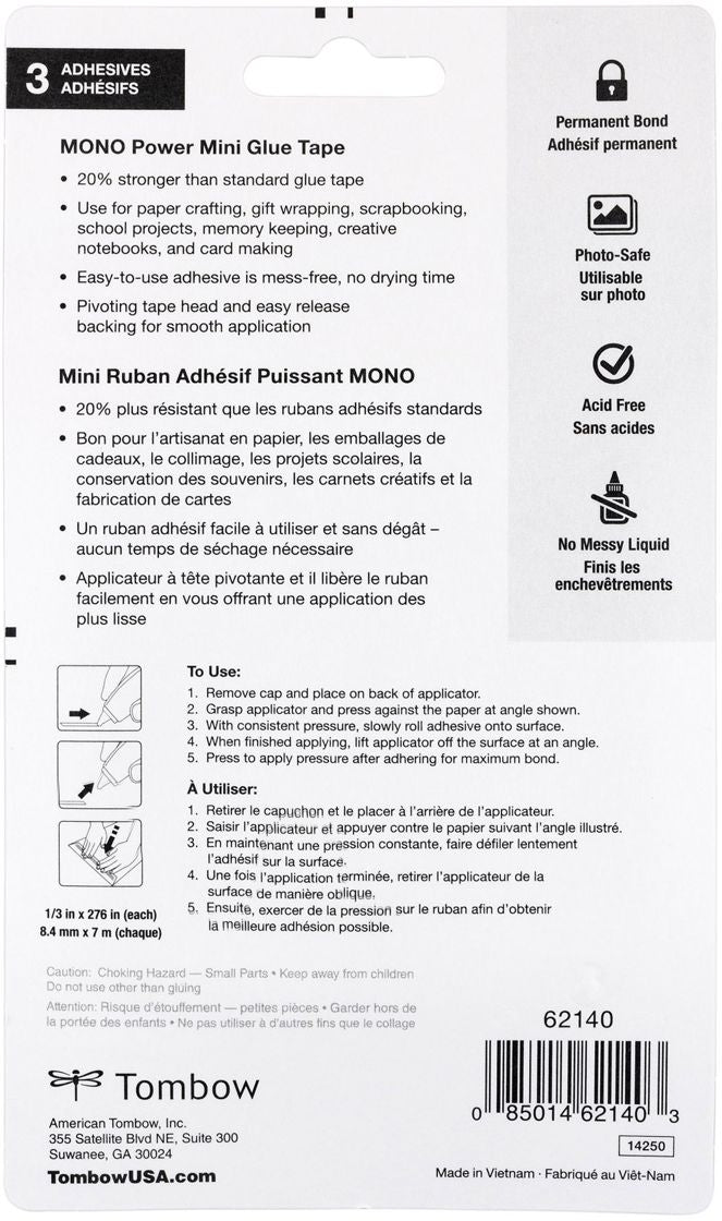 Tombow MONO Power Mini Glue Tape 3/Pkg