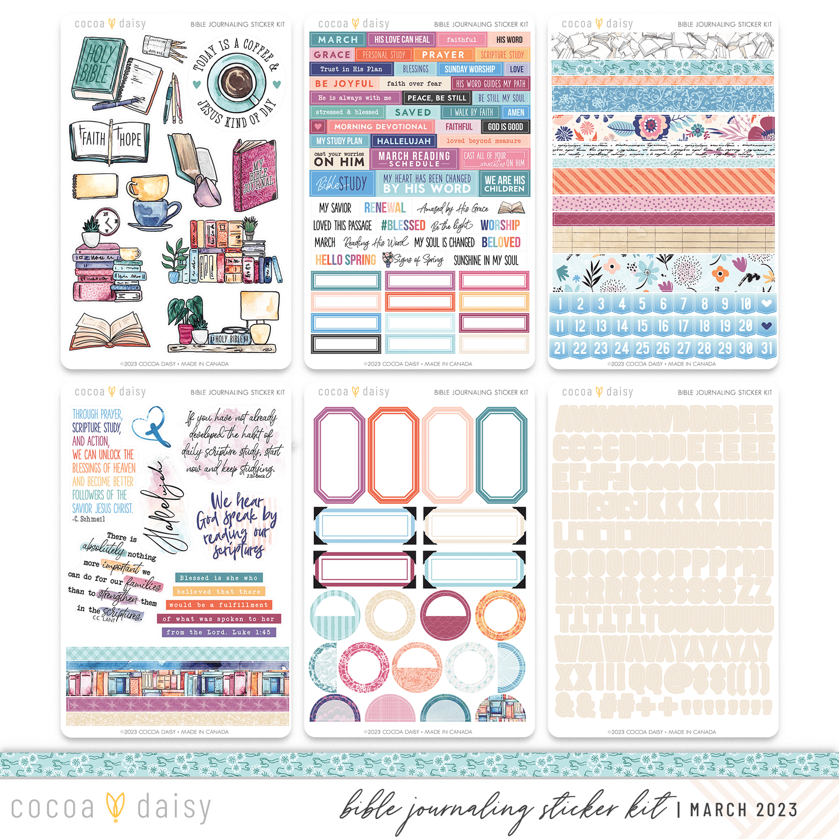 Bookish Bible Journaling Sticker Kit March 2023 Cocoa Daisy