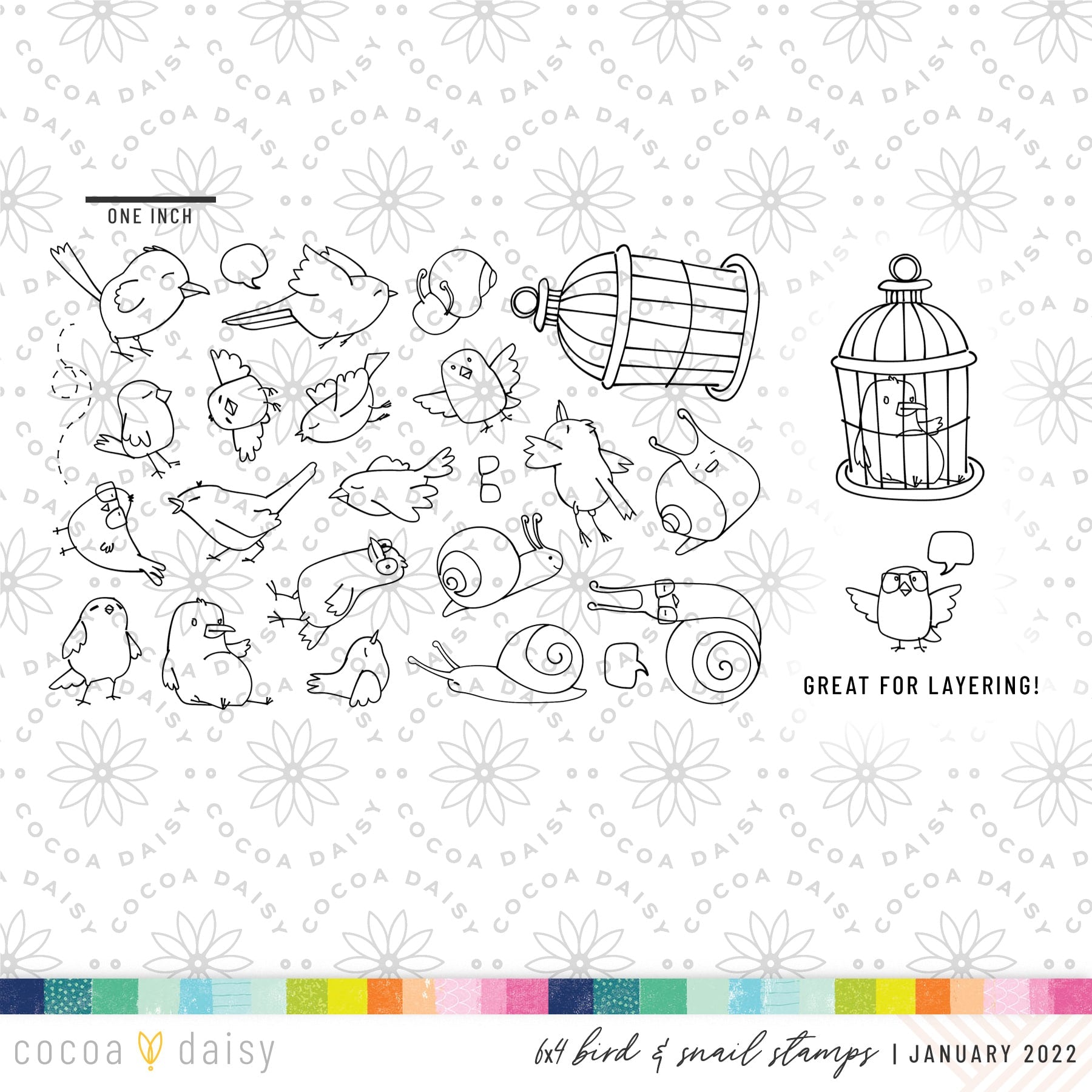 Confetti Wishes 4x6 "Bird in a Cage" Stamp Set January 2022