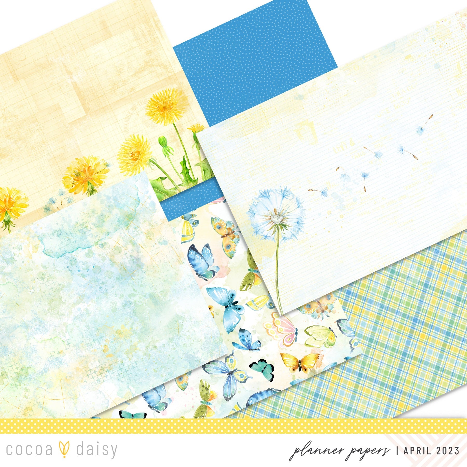 Dandelion Wishes Extra Papers from Planner Kits April 2023