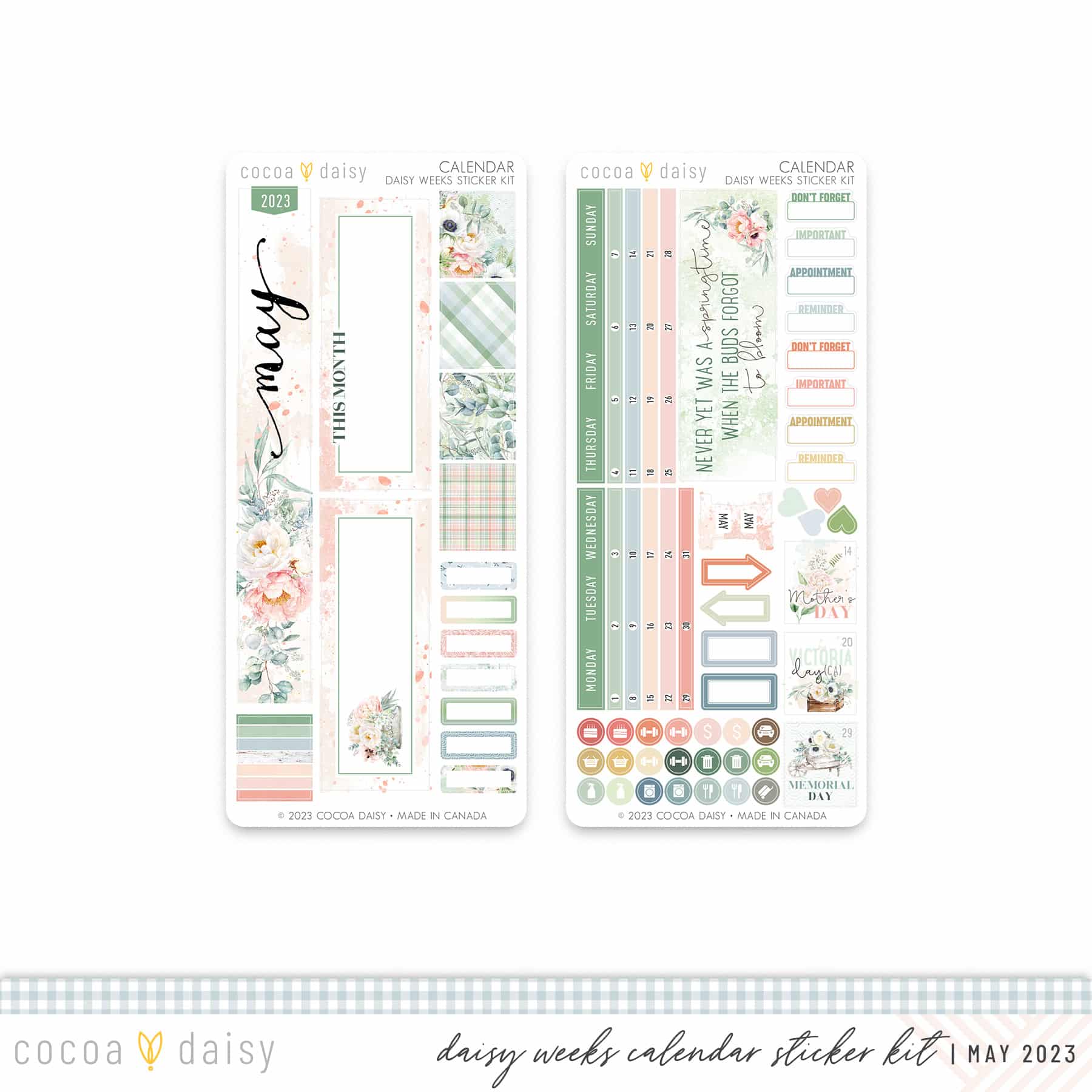 Lillian's Garden Calendar Daisy Weeks Sticker Kit May 2023