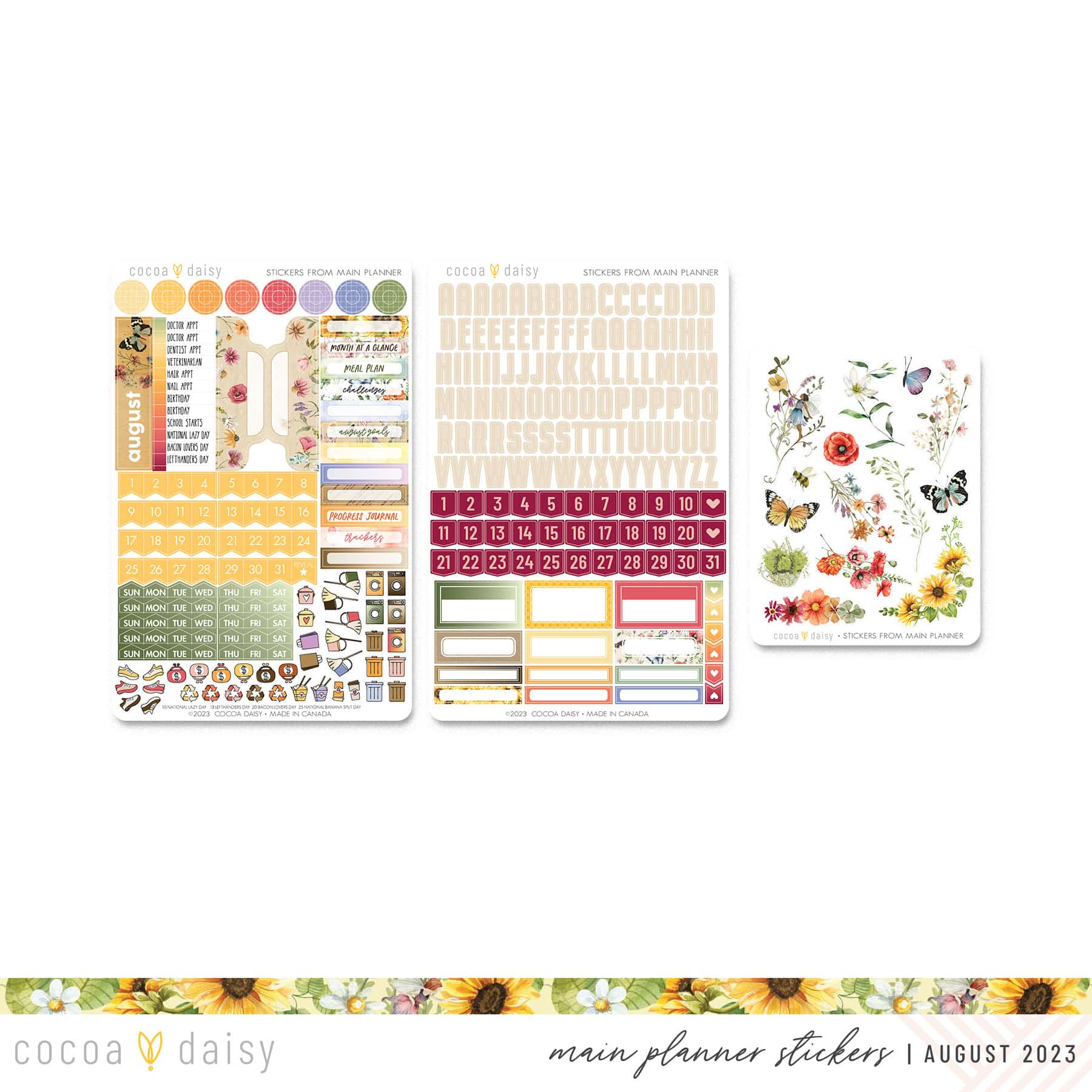 Quiet Meadow Stickers from Main Planner August 2023