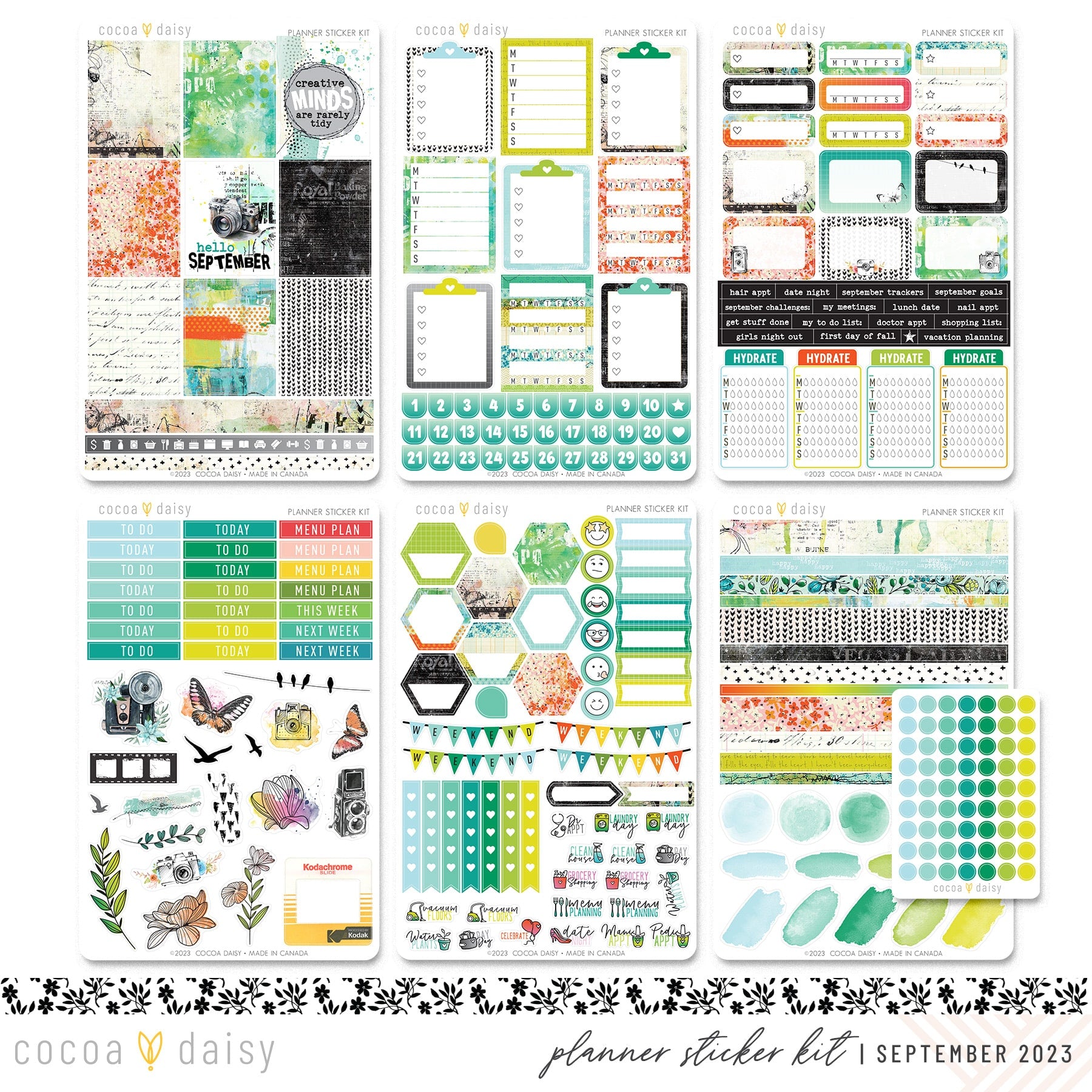 Daily Journal Planner Sticker Kit September 2023