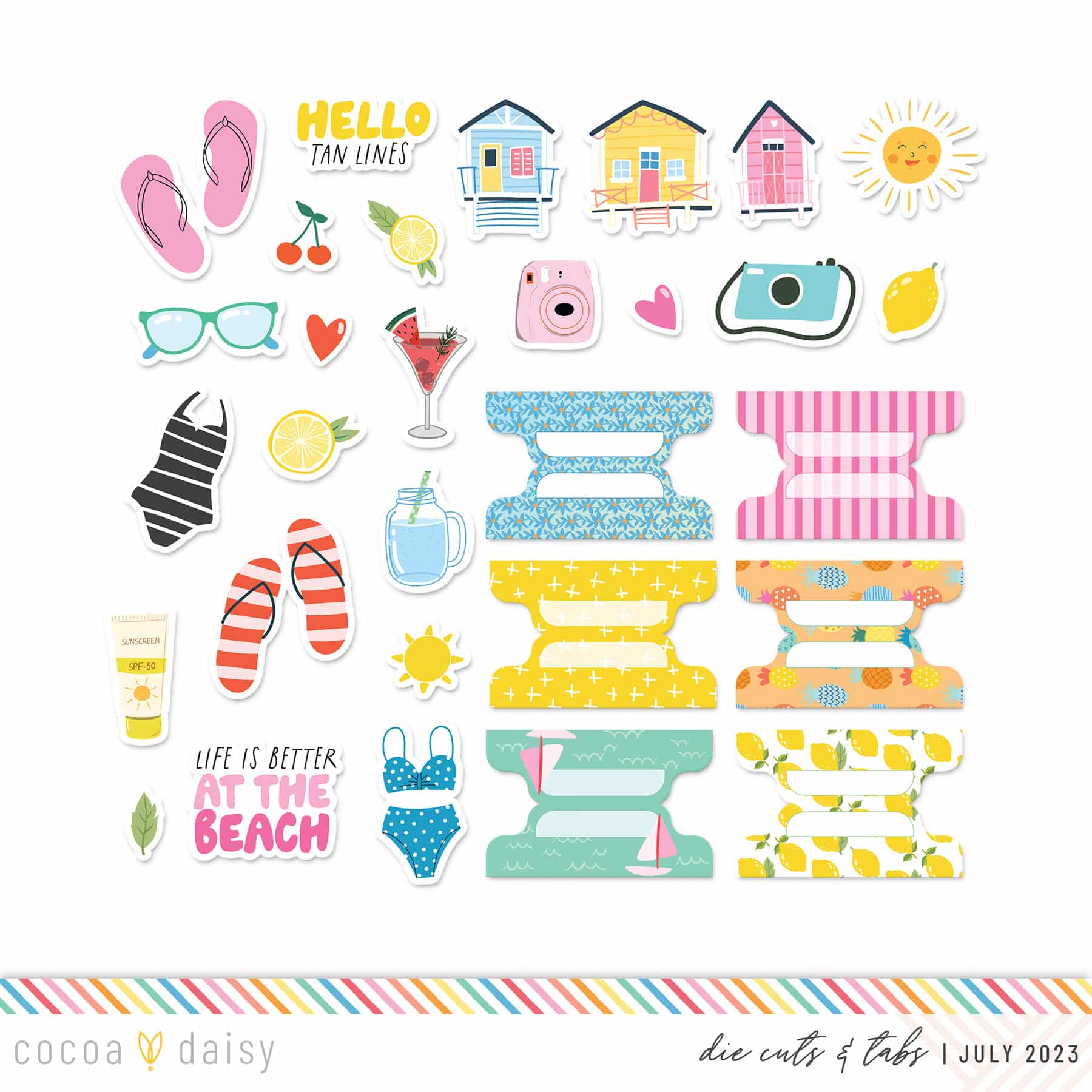 Summer Vibes More Die Cuts and Planner Tabs July 2023
