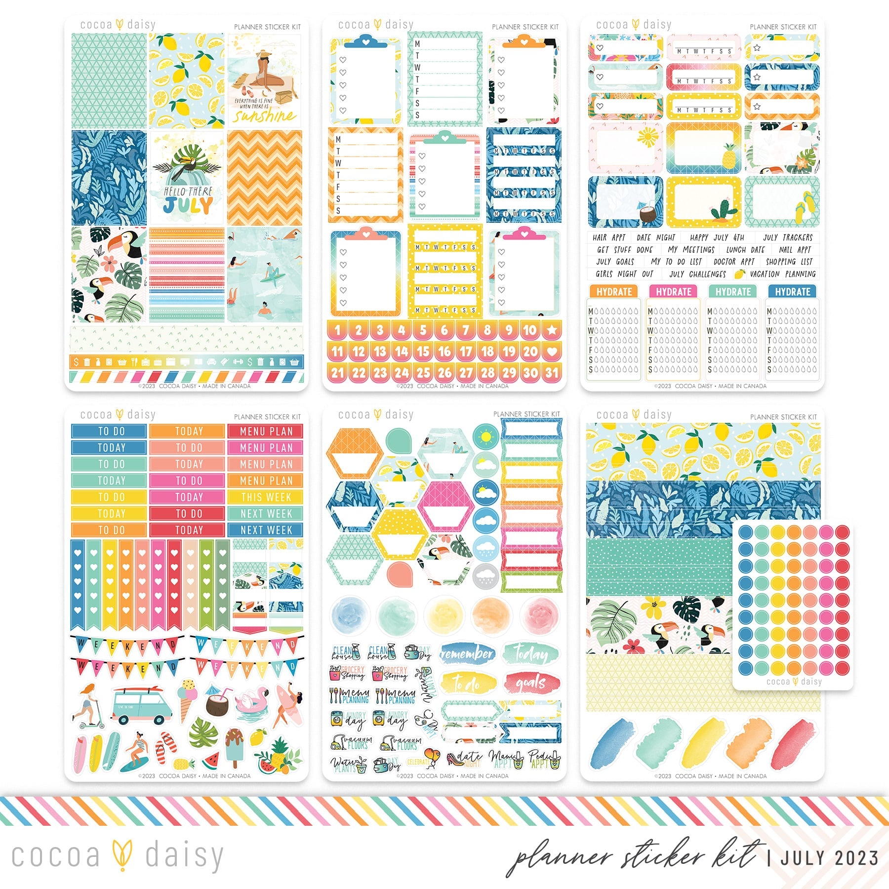 Summer Vibes Planner Sticker Kit July 2023