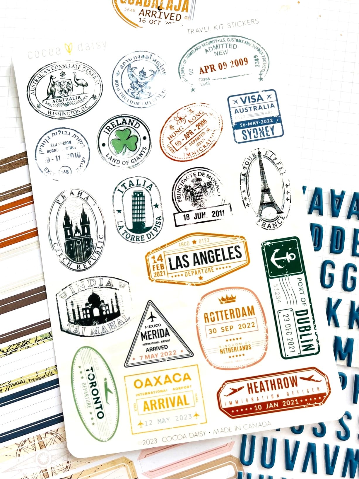 Vellum "Stamp" Sticker Sheet from the Travel Bonus Kit 2023